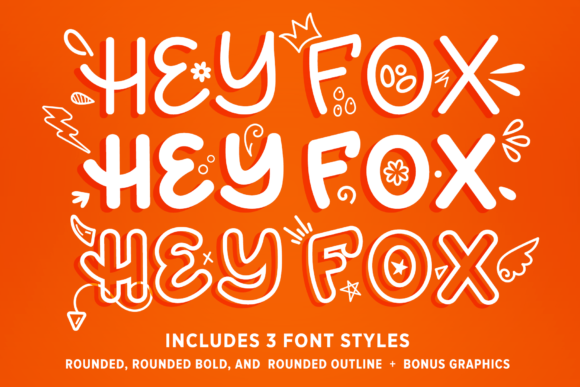Hey Fox Rounded Font Trio: Handwritten Typography for Digital Brands